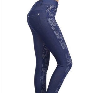 Flower detail denim jeggings